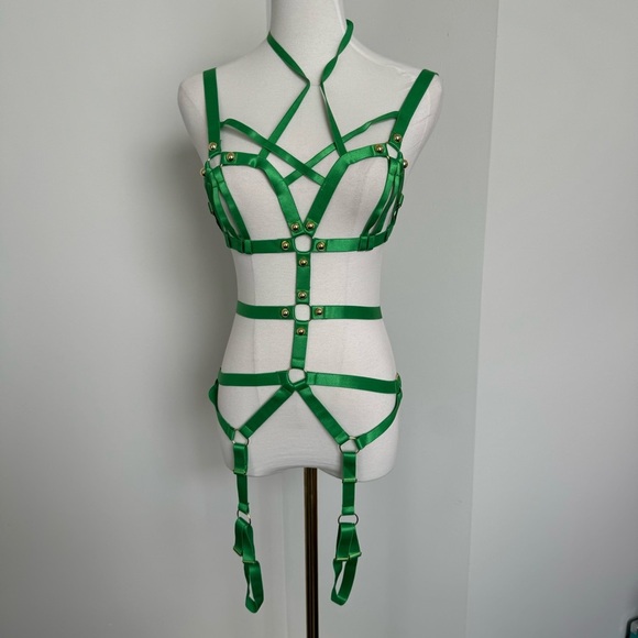 NEW Full Body Harness Lingerie Set Strappy Bra Gothic Punk Festival  Wear S-XXL - Picture 2 of 6